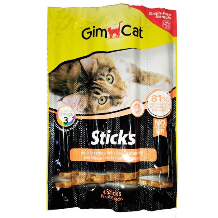 Gimpet Snack мясні палички для кішок лосось і гребінці 4+1