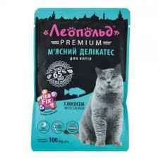 Леопольд premium Мясний делікатес з лососем для кішок 100гр 492324