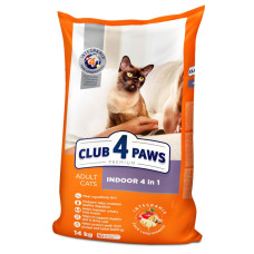 Акція Club 4 paws Indoor 4 in 1 (Клуб 4 лапи) Корм для домашніх котів з куркою 14кг (-18)