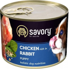 SAVORY Dog All breeds Puppy Вологий повно раціонний корм для цуценят всіх порід із кроликом 200 г