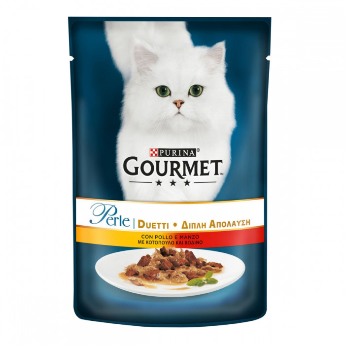 Gourmet Perle консерви для кішок з куркою і яловичиною в підливі 85г 574702 Gourmet Perle консервы для кошек с курицей и говядиной в подливе 85г 574702