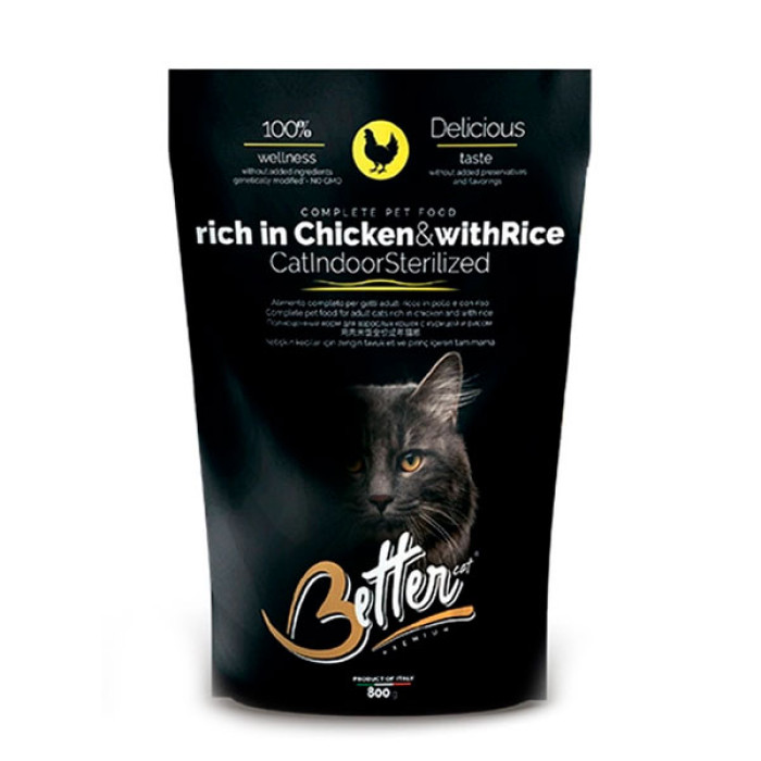 Better Adult Cat Indoor Sterilised Chicken Rice для стерилізованих котів з куркою, 800г
