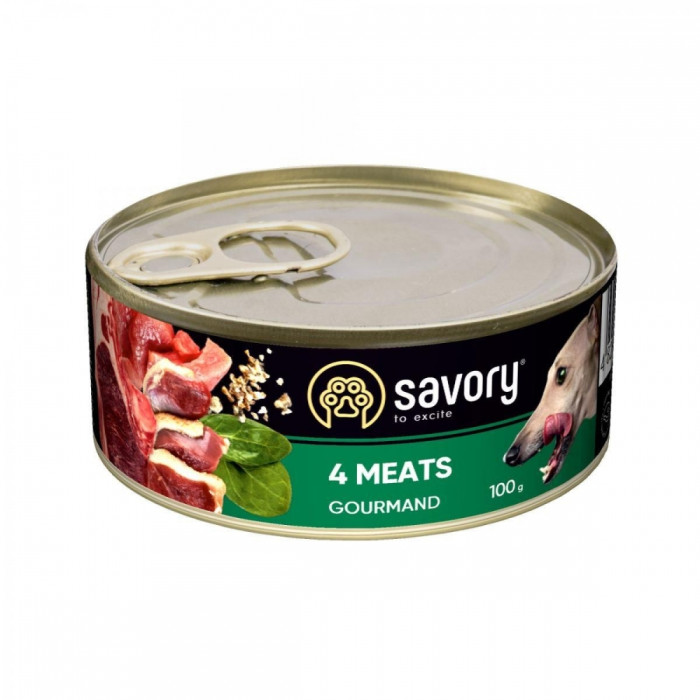 Savory Dog Gourmand Вологий корм для дорослих собак із чотирма видами мяса 100 г