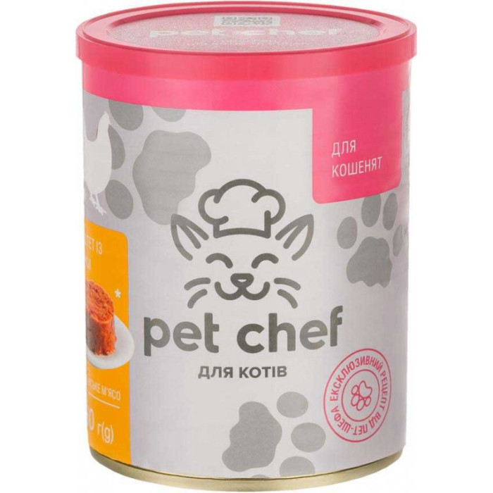 Pet chef консерви для кошенят з куркою 360г