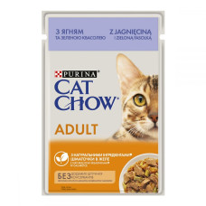 АКЦІЯ CAT CHOW Adult ніжні шматочки в желе з ягнятком та зеленою квасолею вологий корм для кішок 85 г