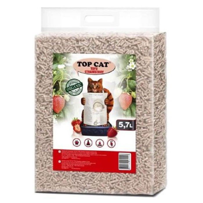 Top Cat Tofu соєвий наповнювач з ароматом полуниці 5,7 л Top Cat Tofu соевый наполнитель с ароматом клубники 5,7 л
