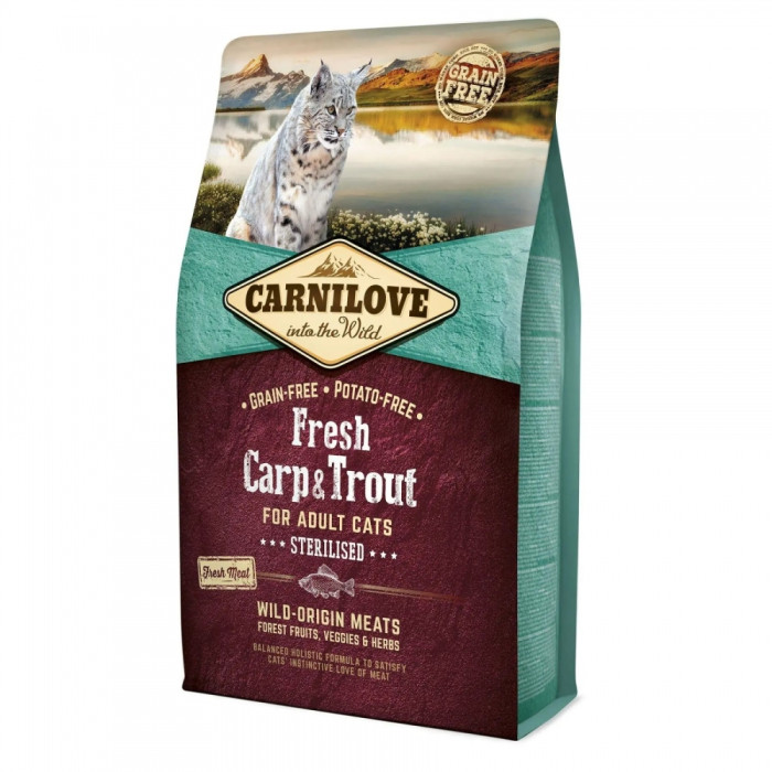 Carnilove Sterilised for Adult з коропом та фореллю сухий корм для стерилізованих кішок 2 кг