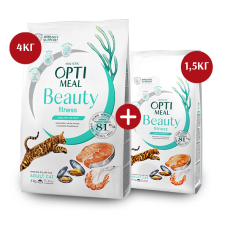 Акція Optimeal Beauty Fitness 4кг + 1,5 кг в подарунок Корм для кішок контроль ваги