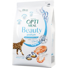 Optimal Beauty Podium блискуча шерсть і догляд за зубами для кішок 4,0 кг + 4,0 кг Акція Optimeal Beauty Podium Блестящая шерсть и уход за зубами для кошек 4,0кг+4,0кг Акция