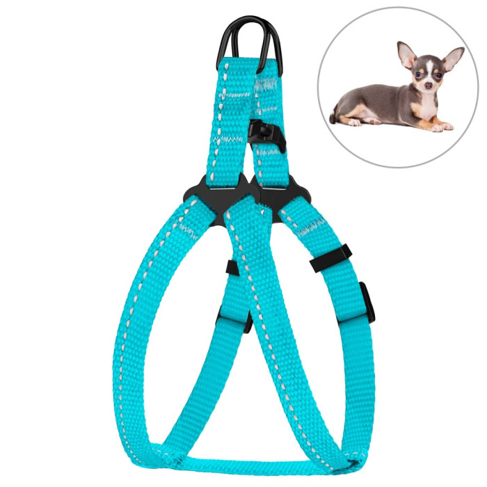 Шлея для собак Bronze Dog блакитна Пластикова фастекс 1222 68Т 10мм (24-30см)