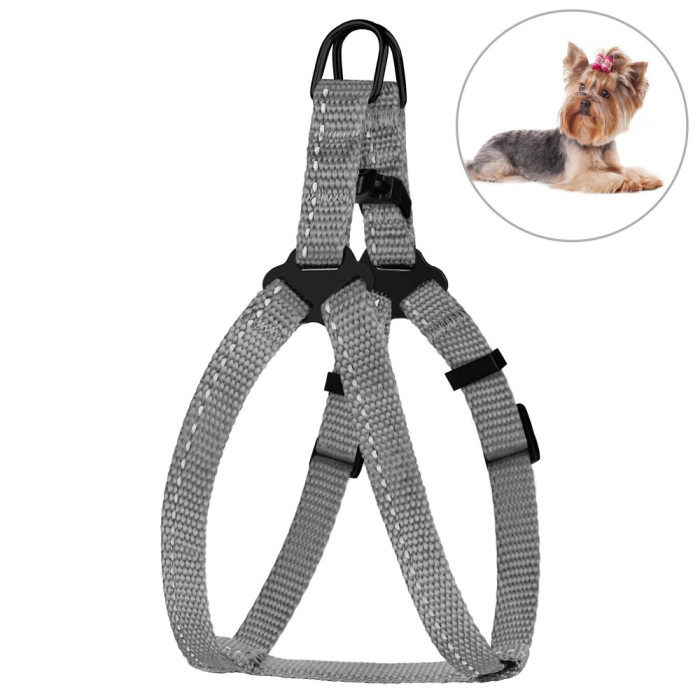 Шлея для собак Bronze Dog сіра пластиковий фастекс 1311 68Т 10мм (24-30см)