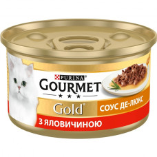 АКЦІЯ Gourmet Gold Соус Де-Люкс вологий корм з яловичиною для кішок 85 г