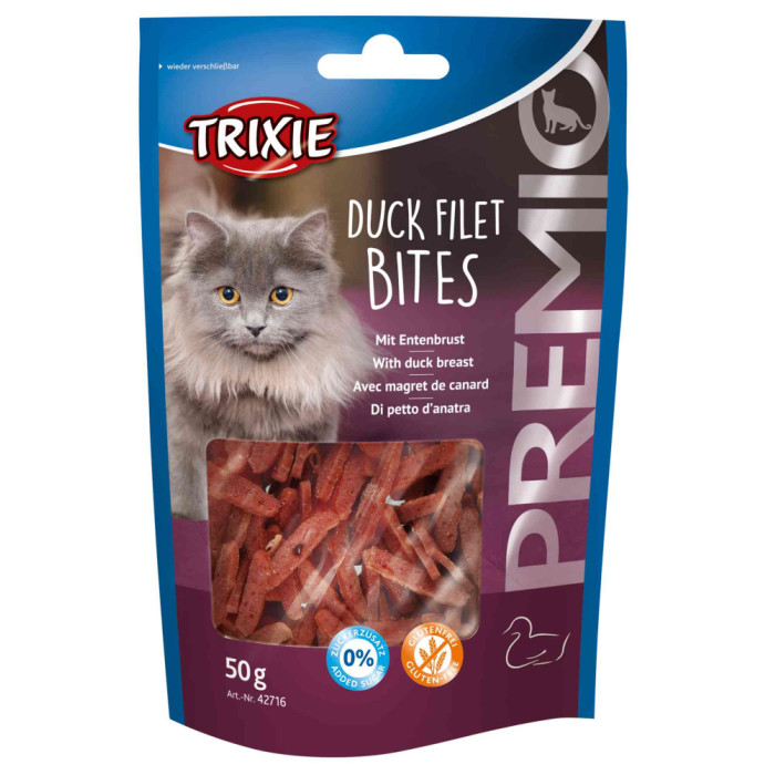 Premio Duck Filet Bites-шматочки філе качки для кішок, Тріксі 42716 Ласощі Esquisita Premio філе качки сушене 50гр 42716