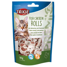 Premio Fish Chicken Rolls-роли з куркою і лососем для кішок, Тріксі 42702 Ласощі для кішки курка  лосось, Тріксі 42702