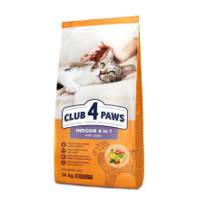 Акція Club 4 paws Indoor 4 in 1 (Клуб 4 лапи) Корм для домашніх котів з ягням 14кг (-18)