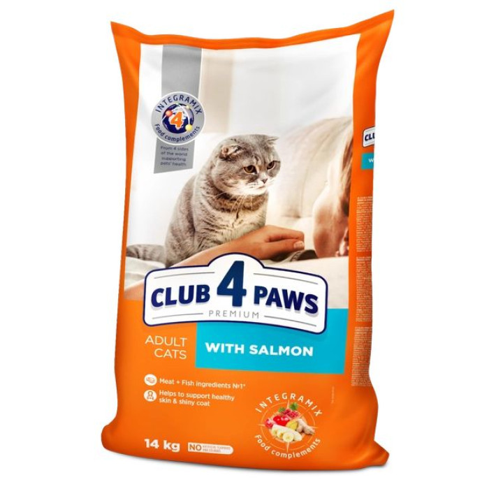 Акція Club 4 paws (Клуб 4 лапи) Корм для котів з лососем 14кг (-15)