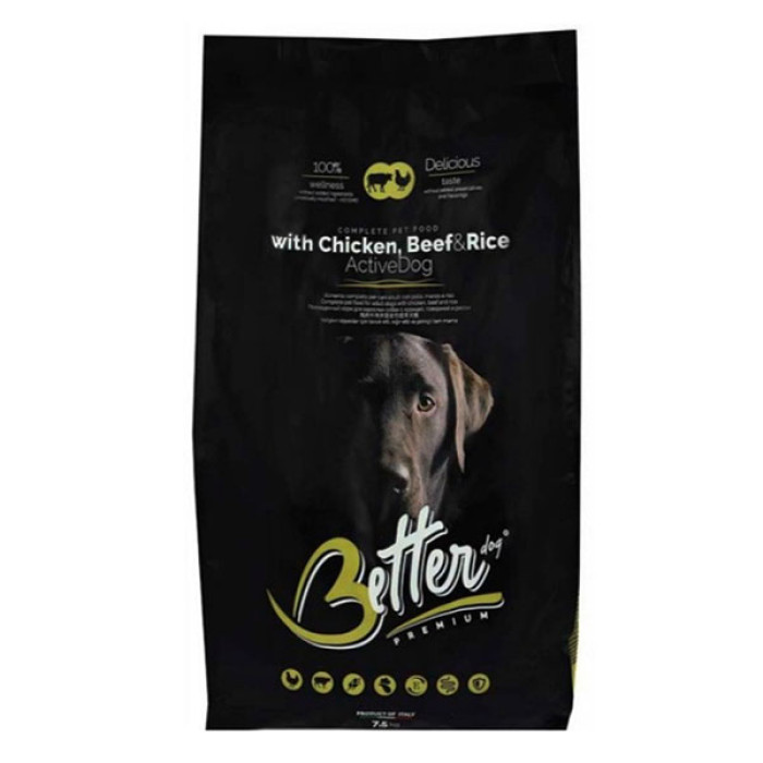 Better Active Dog Chicken, Beef Rice з куркою, яловичиною та рисом, 7,5 кг