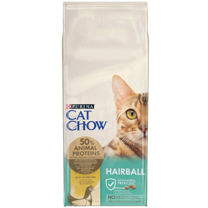 Cat Chow Hairball Control сухий корм для котів проти утворення шерстяних грудок у травному тракті з куркою 15 кг