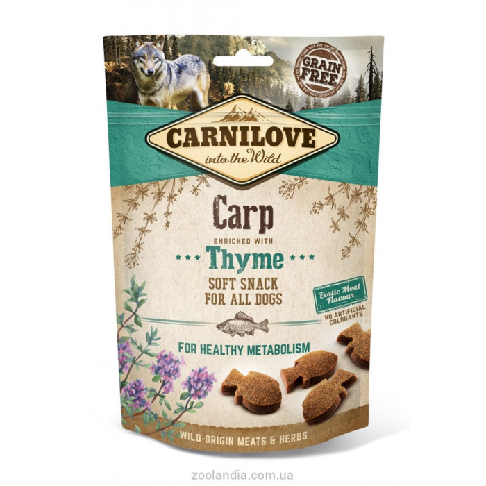 Ласощі Carnilove Dog Soft Snack для собак з коропом і чебрецем 200г