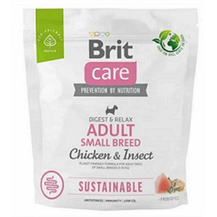 Brit Care Dog Sustainable Adult Adult Small Breed Корм для собак малих порід з куркою та комахами 1кг