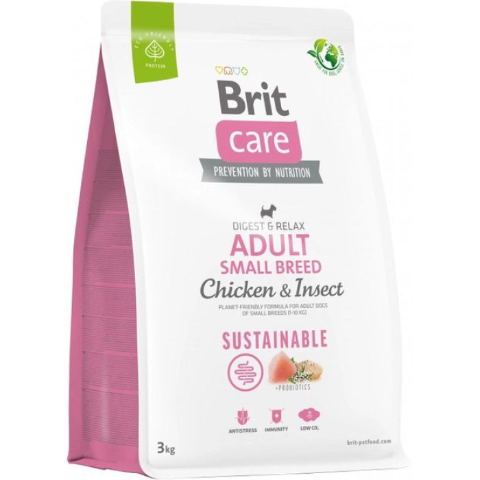 Brit Care Dog Sustainable Adult Adult Small Breed Корм для собак малих порід з куркою та комахами 3кг