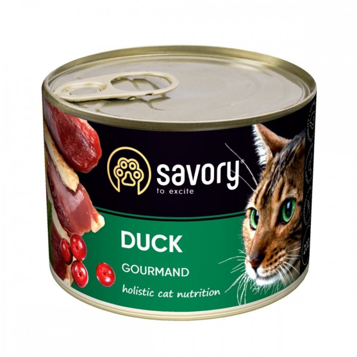 SAVORY Вологий корм для вибагливих котів з качкою 200гр