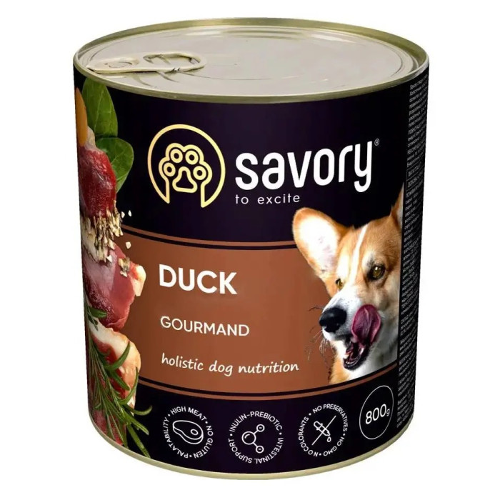 SAVORY Вологий корм для собак усіх порід з качкою 400 г