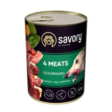 SAVORY Вологий корм для собак усіх порід з чотирма видами мяса 400 гр