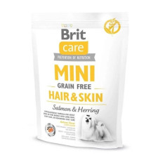 Brit Care GF Mini Hair  Skin сухий корм для дорослих собак дрібних порід що мають довгу шерсть з лососем та оселедцем 0,4гр
