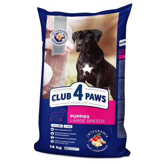 Акція CLUB 4 PAWS Сухий корм для цуценят великих порід з куркою 14кг (-15)