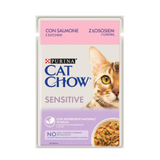 Cat Chow Sensetive вологий корм для котів із чутливою травною системою з лососем і цукіні, 85 г