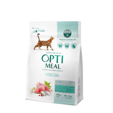 АКЦІЯ Optimeal Adult Cat Sterilised- Сухий корм для стерилізованих кішок і кастрованих котів з індичкою та вівсом 1,5 кг