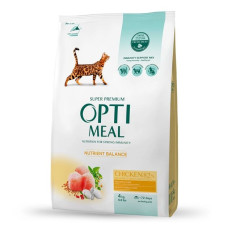 АКЦІЯ Optimeal з куркою сухий корм для дорослих кішок 4 кг