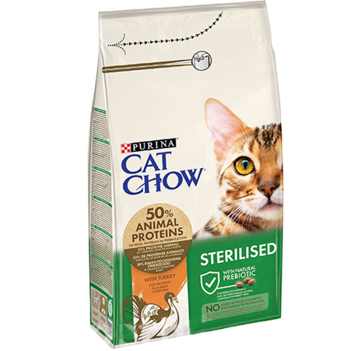 Cat Chow Sterilized сухий корм для стерилізованих котів з індичкою 15кг
