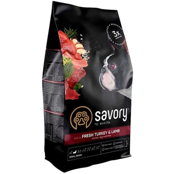 Savory Small Breed rich in Fresh Turkey and Lamb Сухий корм для собак малих порід зі свіжим мясом індички та ягнятиною 3 кг