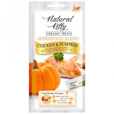 Natural Kitty Creamy Treats Chicken  pumpkin Крем-снік для кішок зі смаком курки та гарбуза 4х12 гр