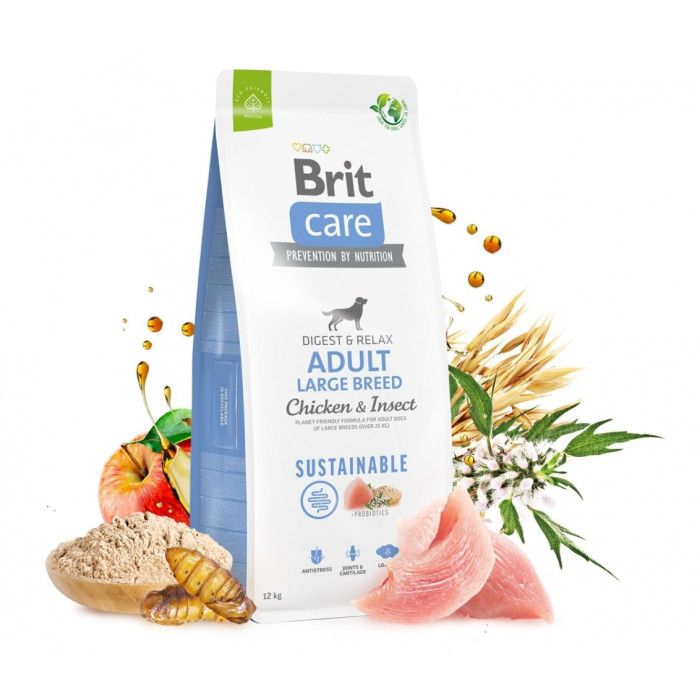 Brit Care Dog sustainable Adult Large для дорослих собак великих порід з куркою та комахами 3 кг