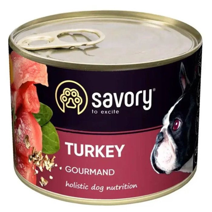 SAVORY Вологий корм для собак усіх порід з індичкою 200 гр