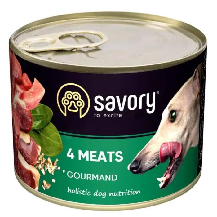 SAVORY Вологий корм для собак усіх порід з чотирма видами мяса 200 гр