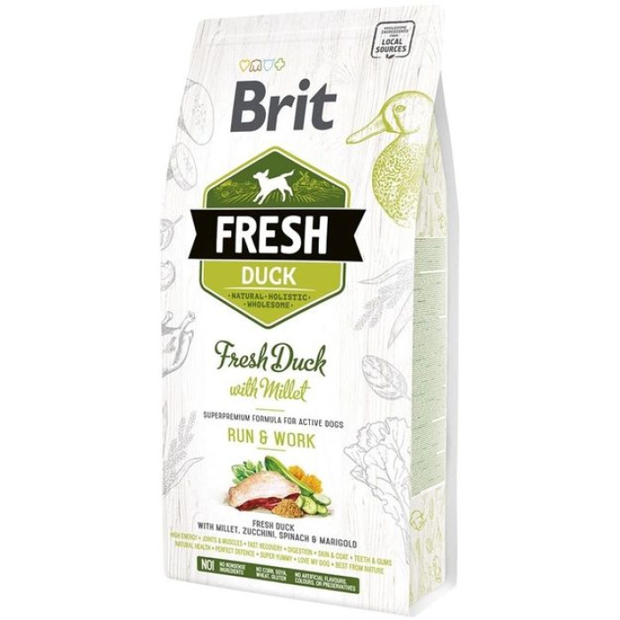 Brit Fresh Active Run Work Сухий корм для активних дорослих собак з качкою та пшоном 2,5 кг