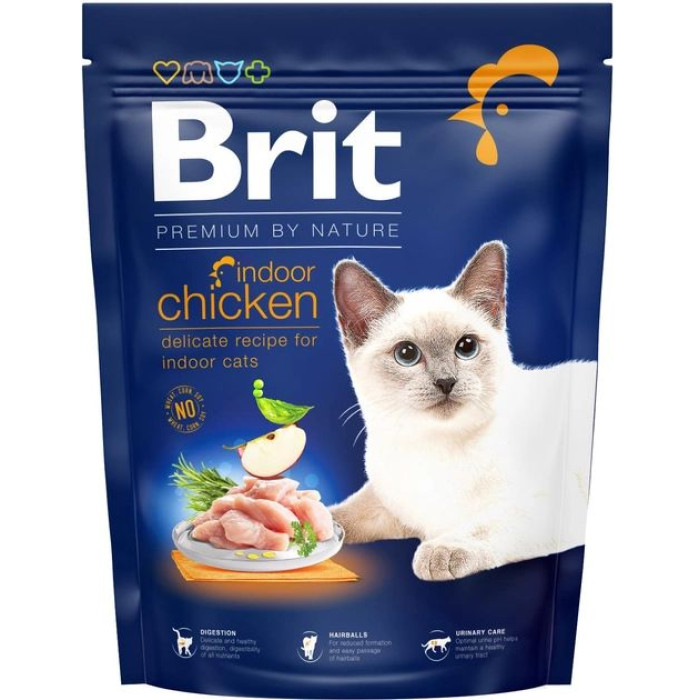 Brit Premium by Nature Cat Indoor для дорослих кішок, що мешкають у приміщенні з куркою 300 гр