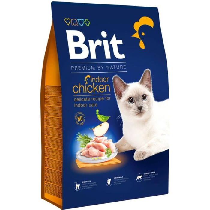Brit Premium by Nature Cat Indoor для дорослих кішок, що мешкають у приміщенні з куркою 8 кг