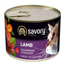 Savory Cat Can Adult Sterilised Вологий корм для дорослих стерилізованих кішок з ягнятком 200 г