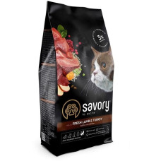 Savory Adult Cat Сухий корм для кішок з чутливим травленням зі свіжим мясом ягняти та індичкою 400 гр