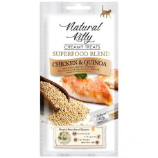 Ласощі Natural Kitty Creamy Treats для кішок зі смаком курки та кіноа 4 шт по 12 гр