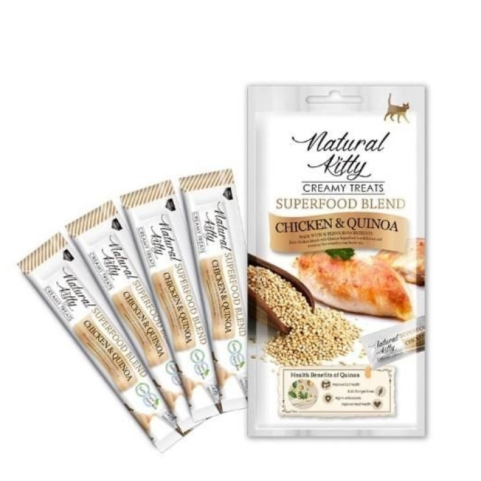 Ласощі Natural Kitty Creamy Treats для кішок зі смаком курки та кіноа 4 шт по 12 гр