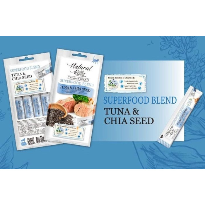 Ласощі Natural Kitty Creamy treats TUNA CHIA SEED для котів зі смаком тунця та чіа 4х12 гр