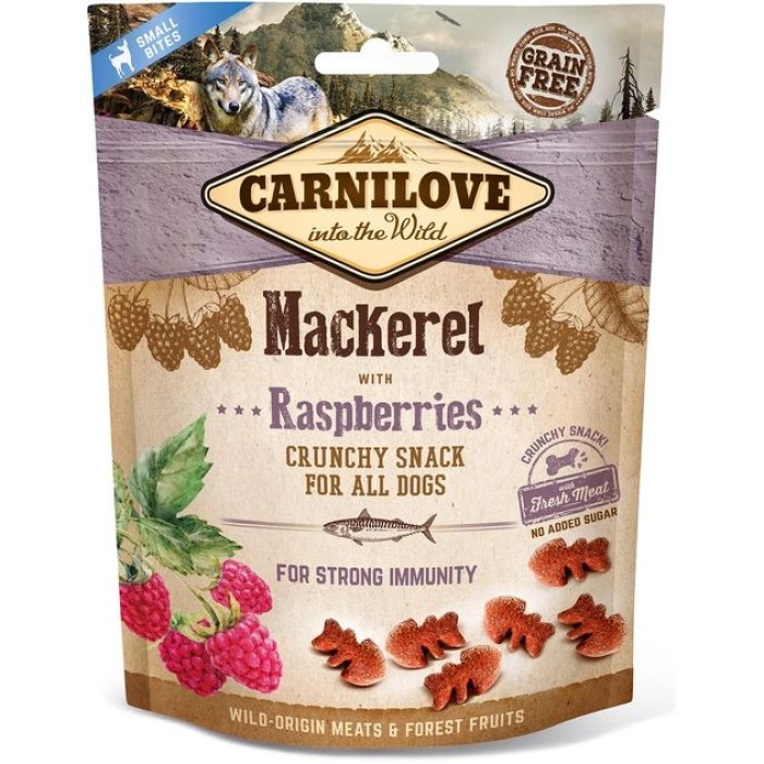Ласощі Carnilove Crunchy Snack для собак зі скумбрією та малиною 200 г