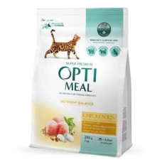 АКЦІЯ Optimeal Сухий корм для кішок зі смаком курки Вага: 0.2+0.1 кг