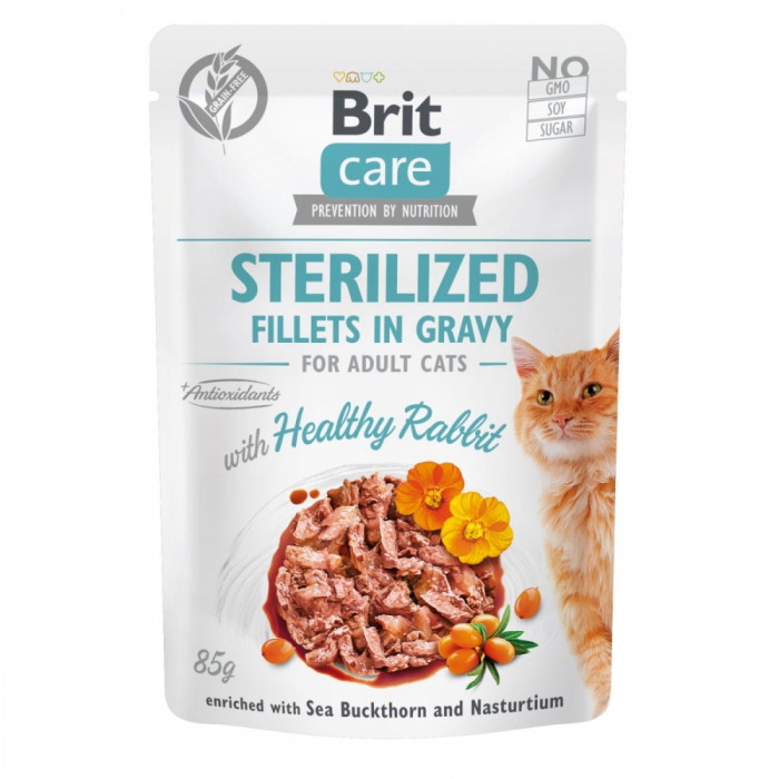 АКЦІЯ Brit Care Cat Pouch Філе кролика в соусі для стерилізованих котів 85 г